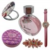 NS-702 Набор женский, подарочный , косметичка, зеркало, часы, брошь, туалетная вода 29*4,5*25см